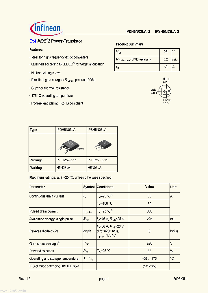 IPSH5N03LA_6064451.PDF Datasheet