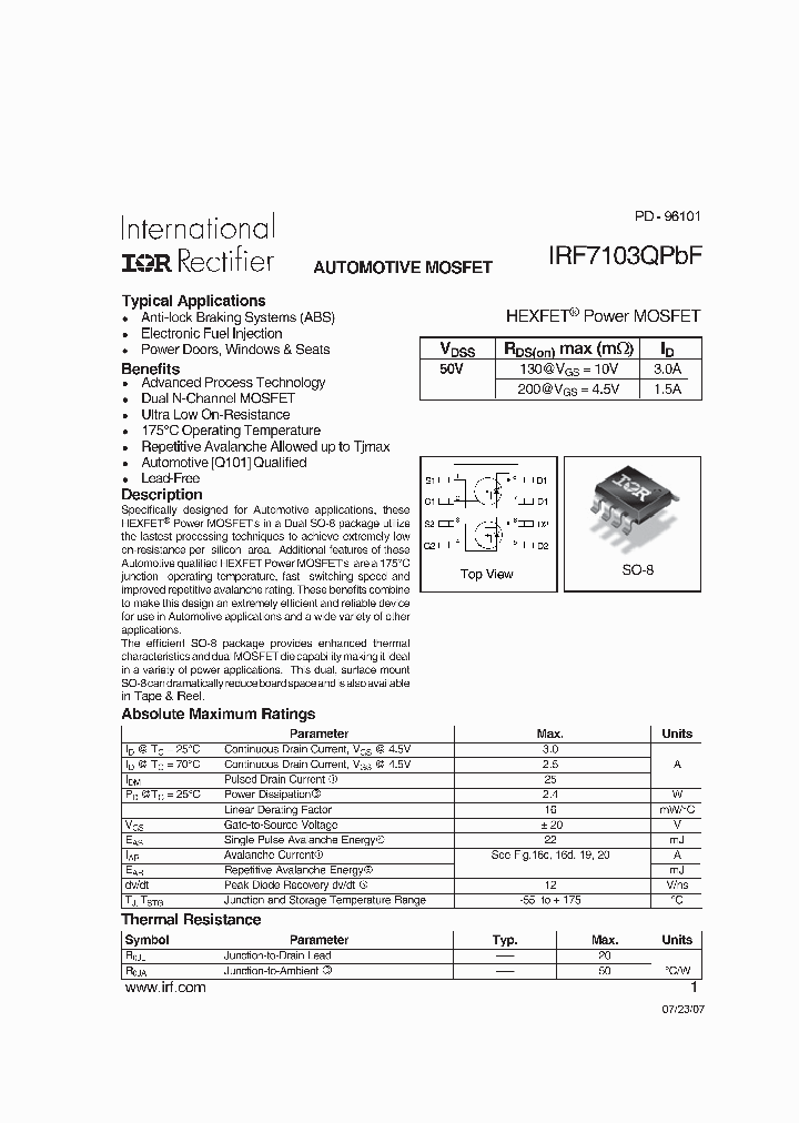 IRF7103QPBF_6108078.PDF Datasheet