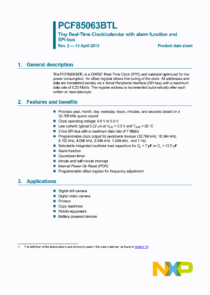 PCF85063BTL_6168226.PDF Datasheet