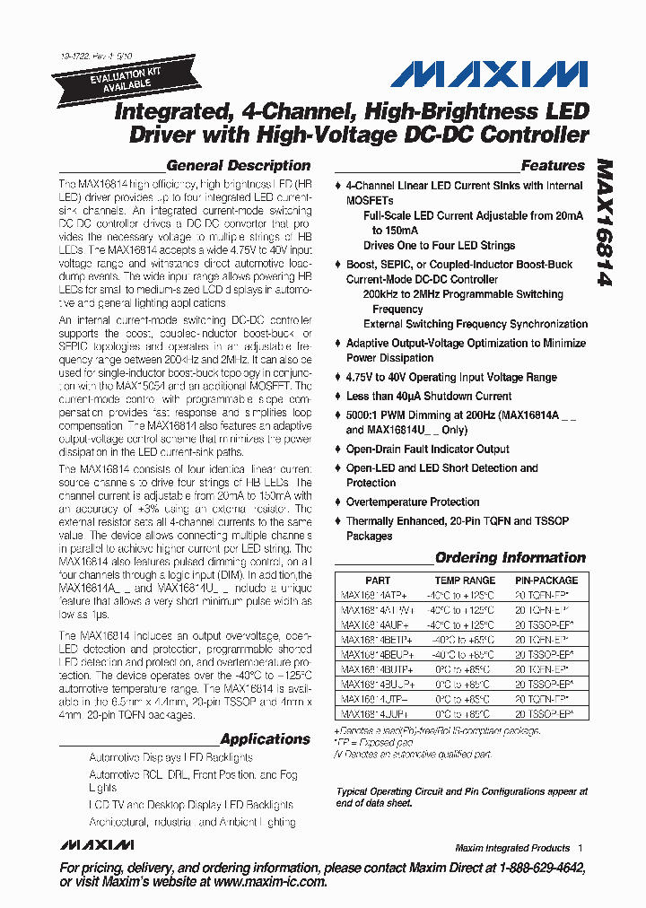 MAX16814AUP_6214810.PDF Datasheet