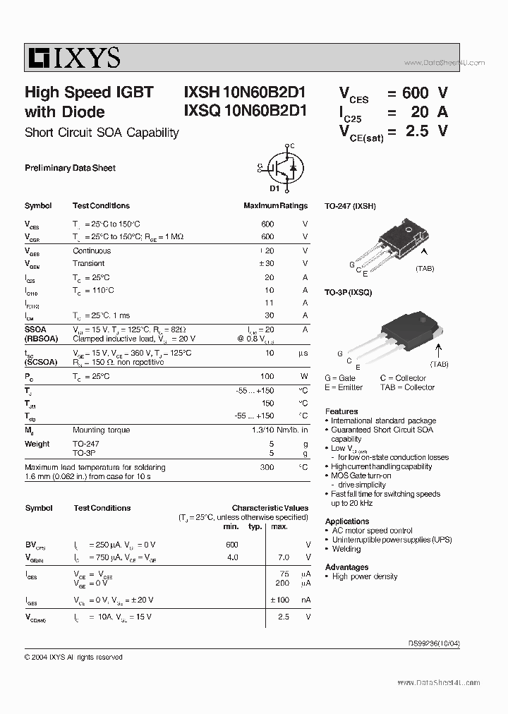 IXSH10N60B2D1_6261585.PDF Datasheet