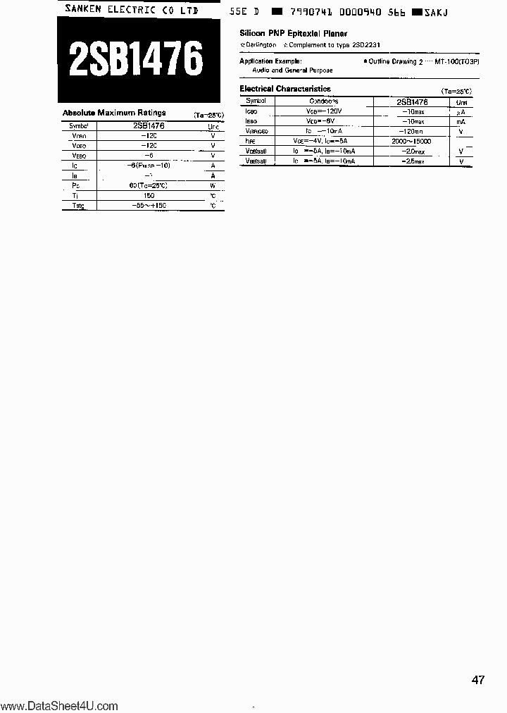 2SB1476_6287538.PDF Datasheet