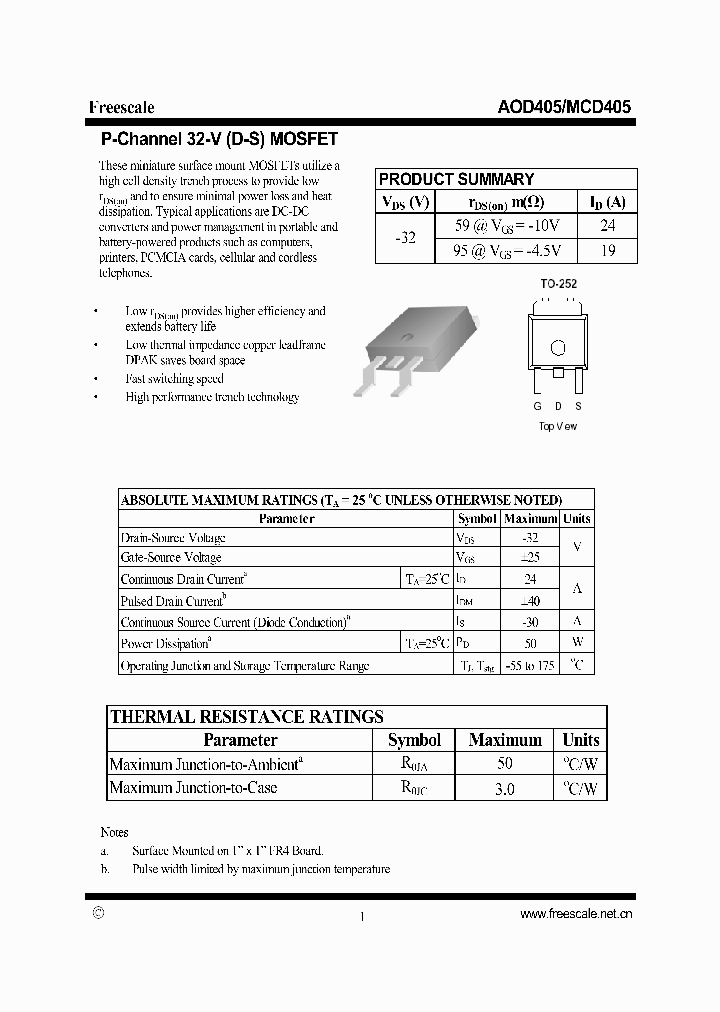 AOD405_6293991.PDF Datasheet