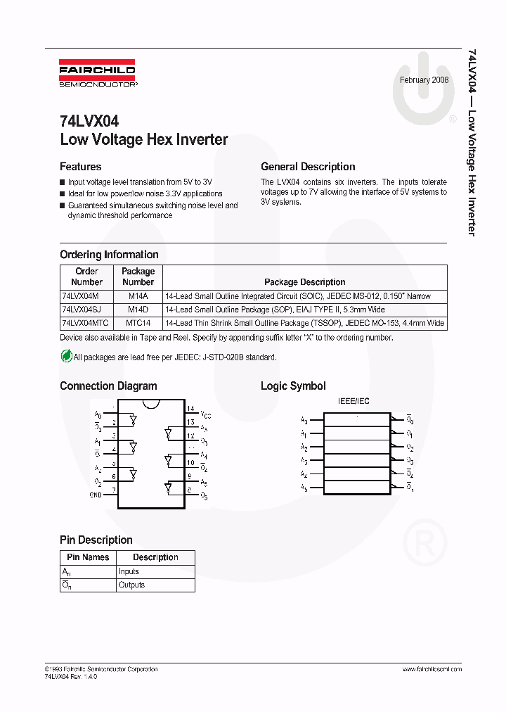 74LVX04MXNL_6296170.PDF Datasheet