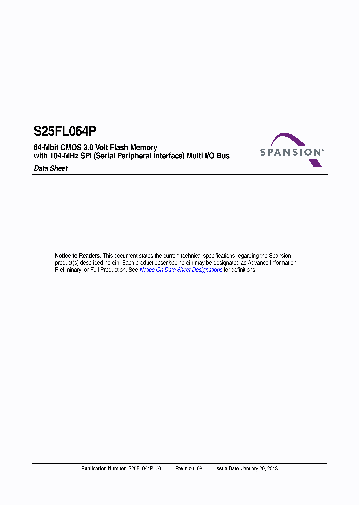 S25FL064P0XMFI001_6408409.PDF Datasheet