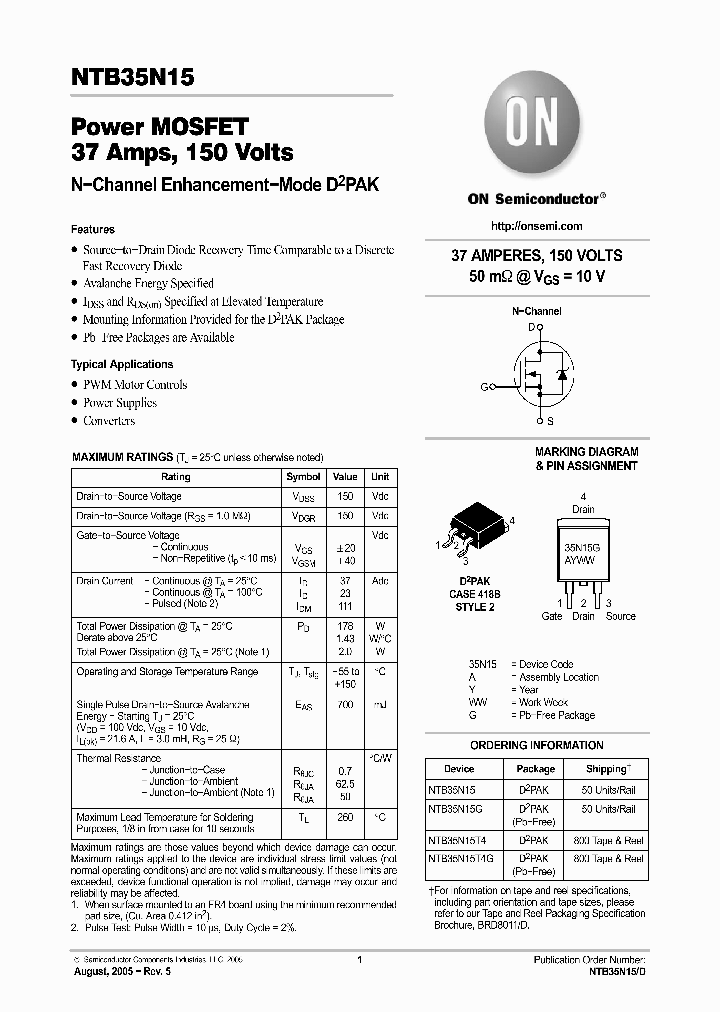 NTB35N15T4_6412403.PDF Datasheet