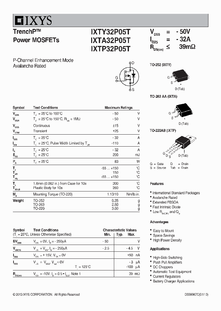 IXTP32P05T_6467347.PDF Datasheet