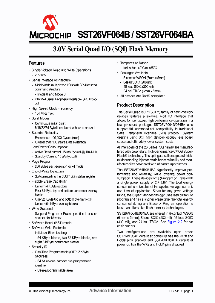 SST26VF064B-104-5I-SM_6483178.PDF Datasheet