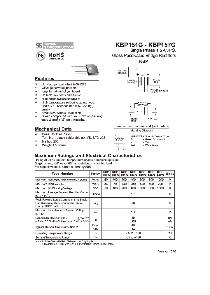 KBP151G10_6490715.PDF Datasheet