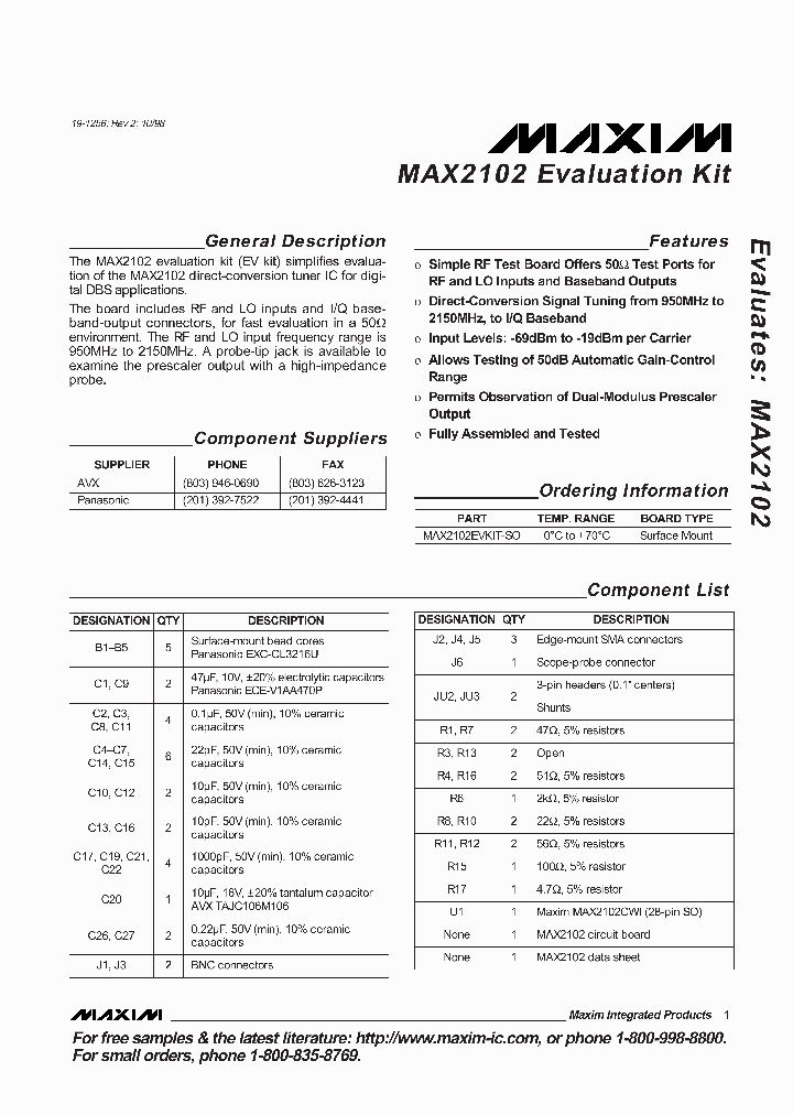 MAX2102EVKIT-SO_6492839.PDF Datasheet