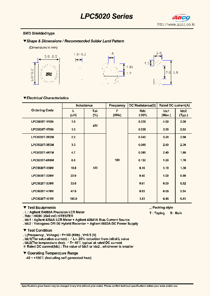 LPC5020T-3R3M_6496849.PDF Datasheet