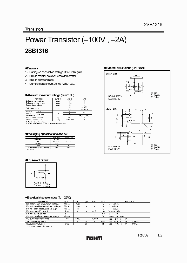 2SB1316TL_6503787.PDF Datasheet
