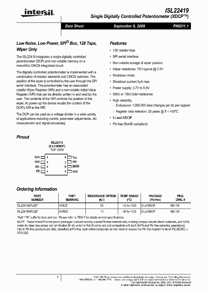 ISL22419WFU8Z_6510623.PDF Datasheet