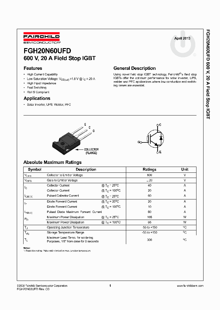 FGH20N60UFD13_6518276.PDF Datasheet