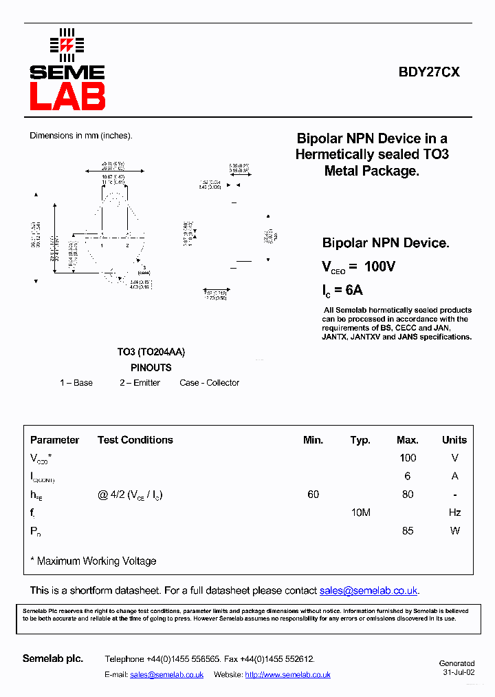 BDY27CX_6525716.PDF Datasheet