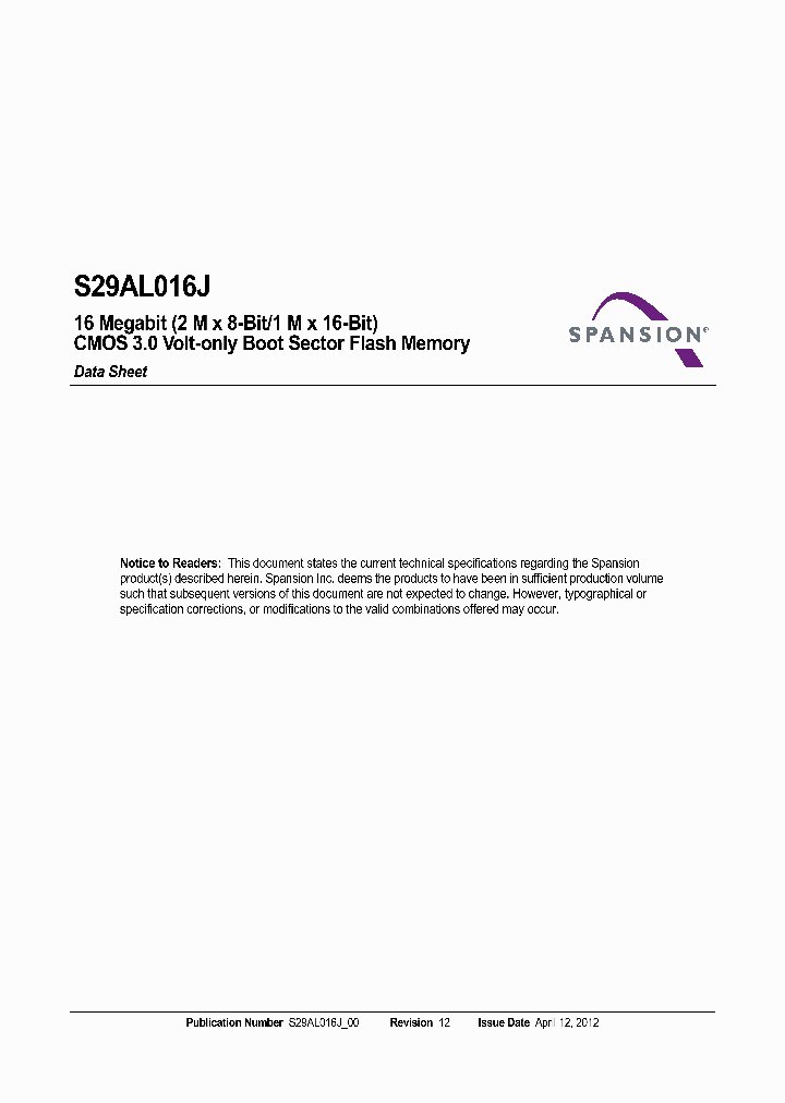 S29AL016J70TFI020_6599589.PDF Datasheet