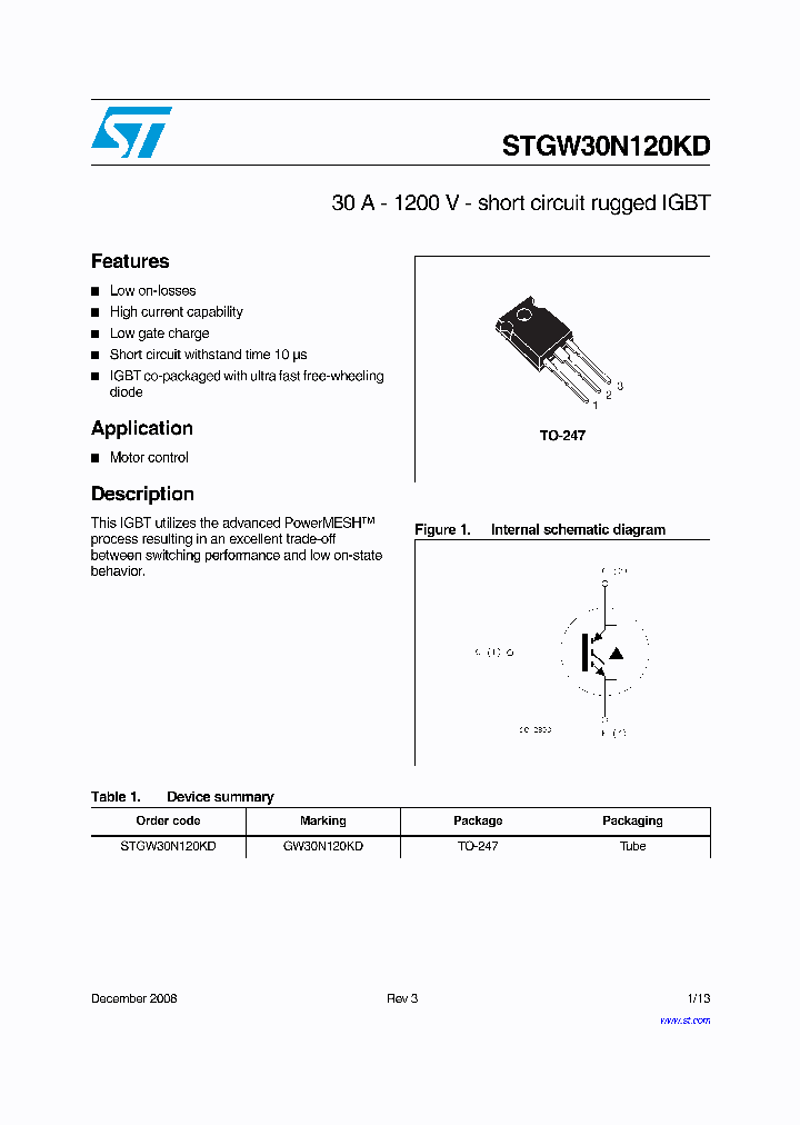 STGW30N120KD_6618188.PDF Datasheet