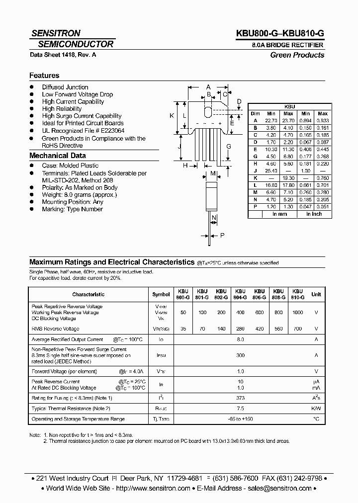 KBU810-G_6674235.PDF Datasheet