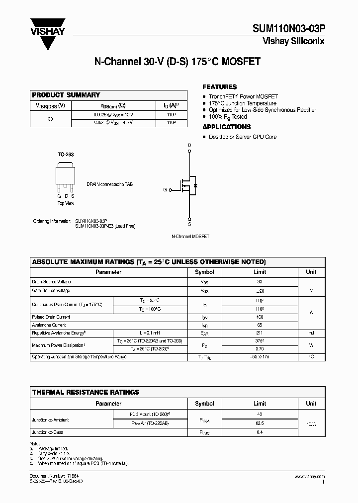 SUM110N03-03P-E3_6677759.PDF Datasheet