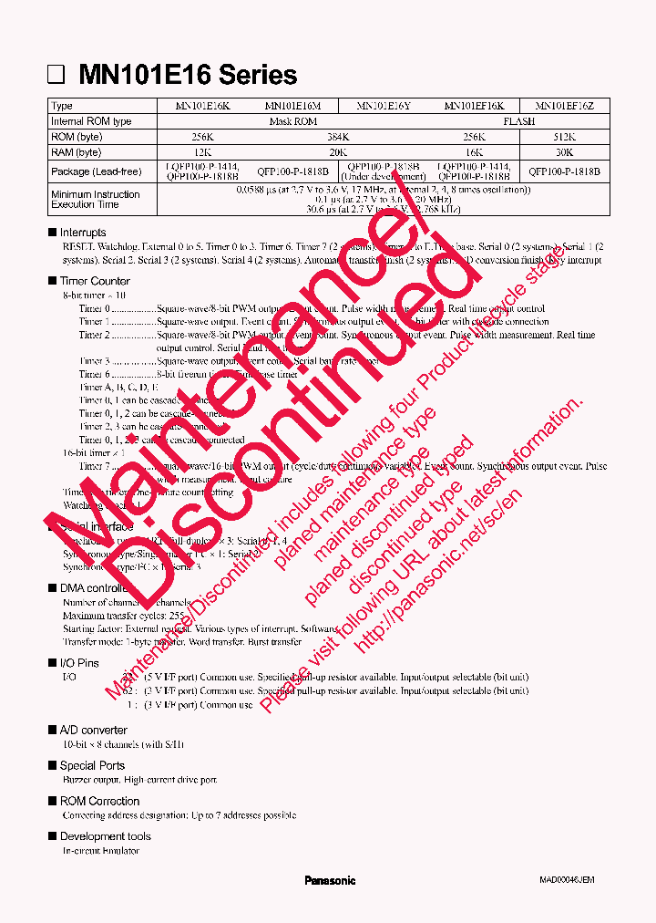 MN101EF16Z_6704435.PDF Datasheet