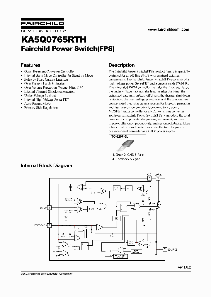 KA5Q0765RTHYDTU_6771394.PDF Datasheet