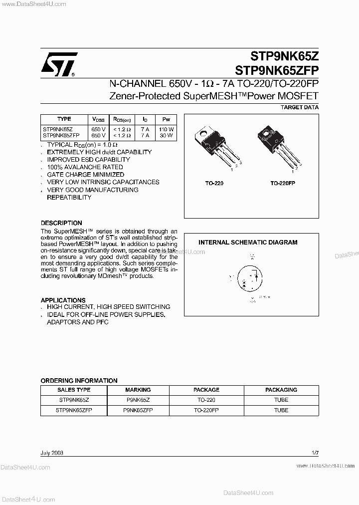 STP9NK65ZFP_6944012.PDF Datasheet