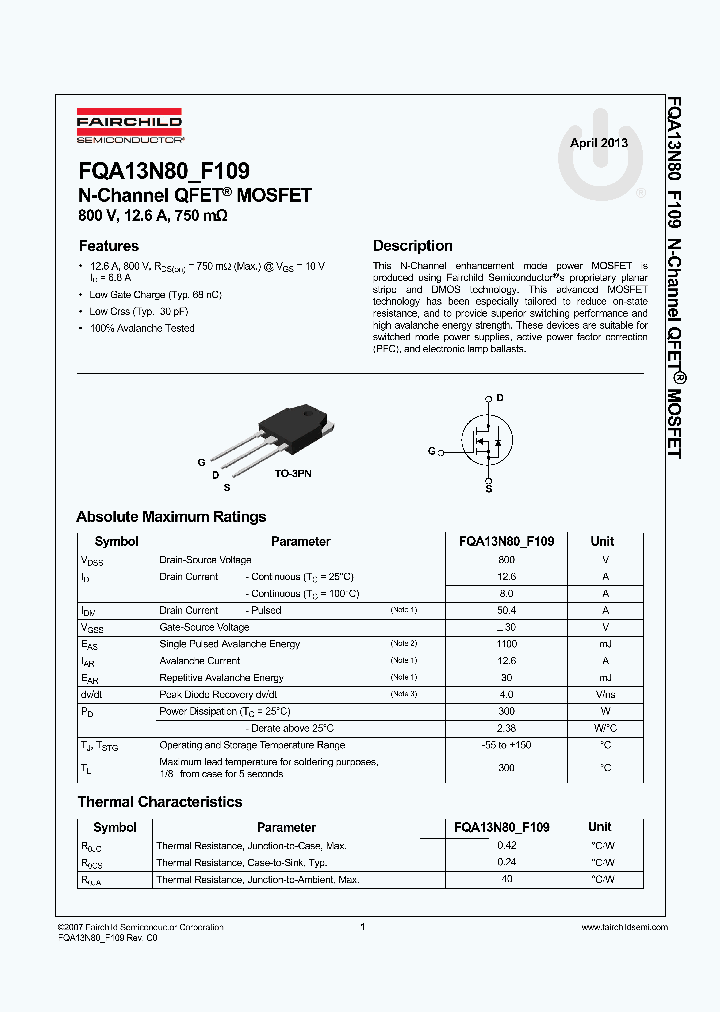 FQA13N80-F109_6945637.PDF Datasheet