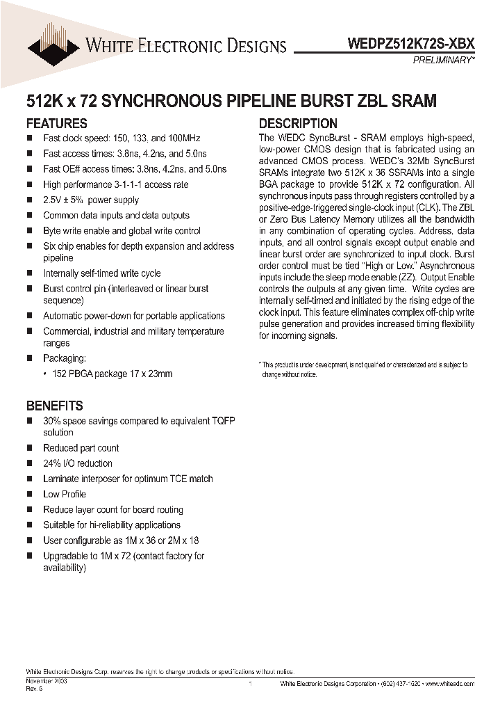 WEDPZ512K72S-150BC_6823591.PDF Datasheet