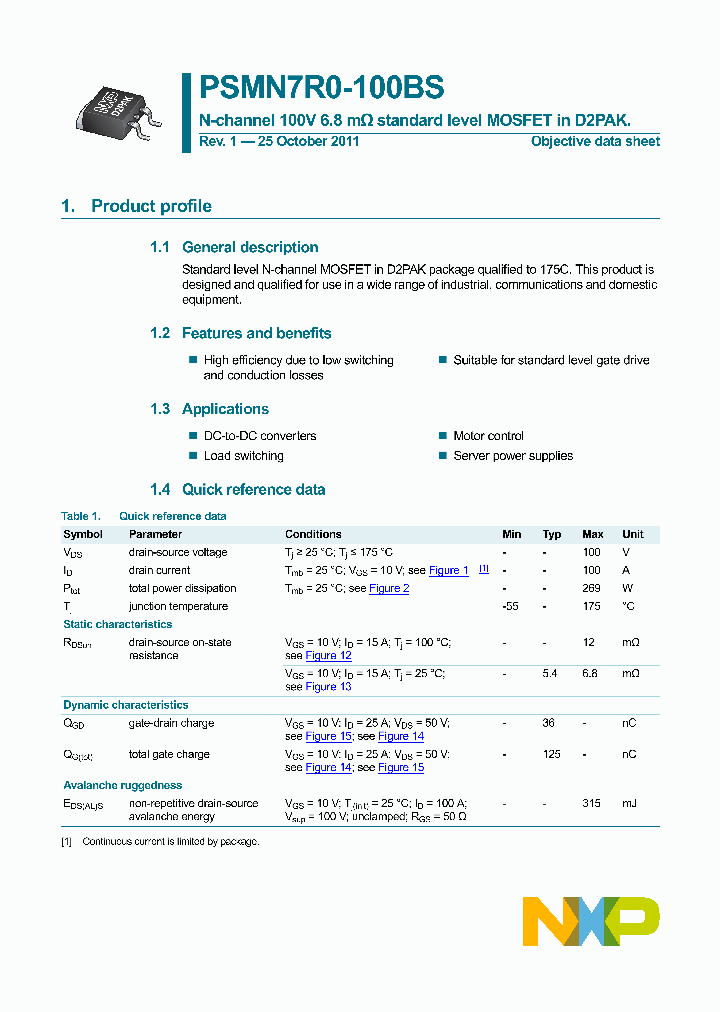 PSMN7R0-100BS_6908107.PDF Datasheet