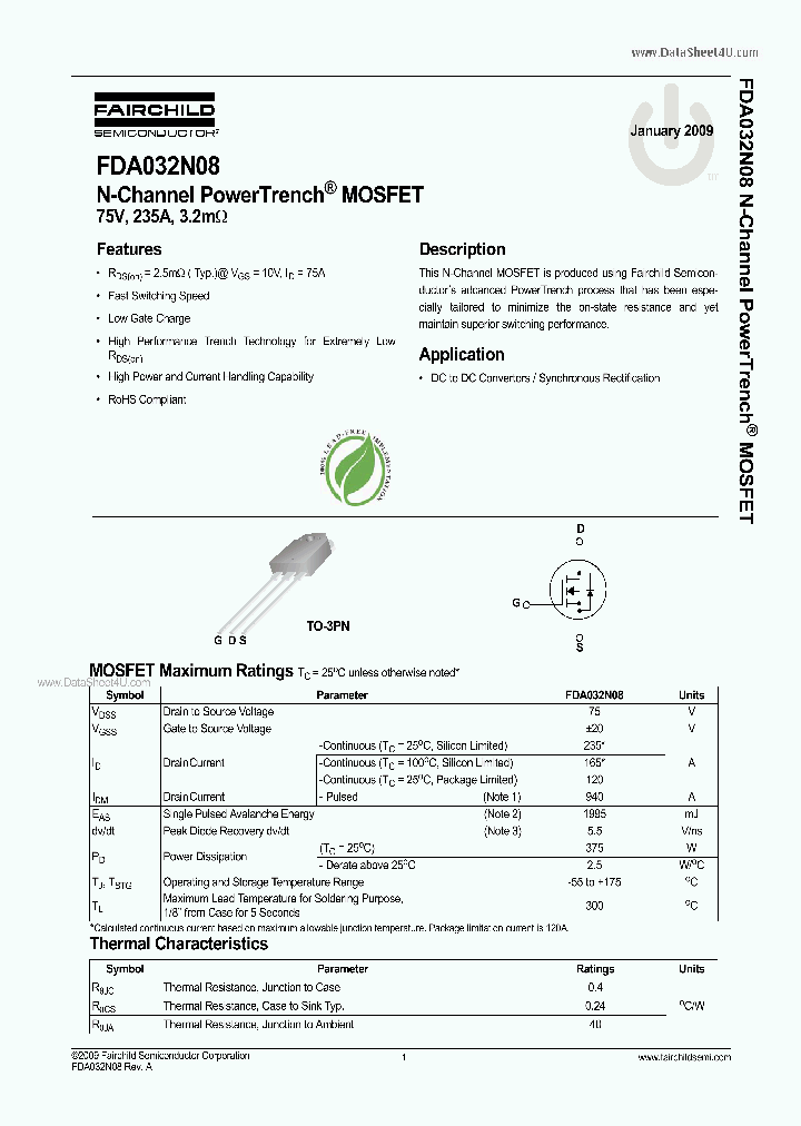 FDA032N08_6958406.PDF Datasheet