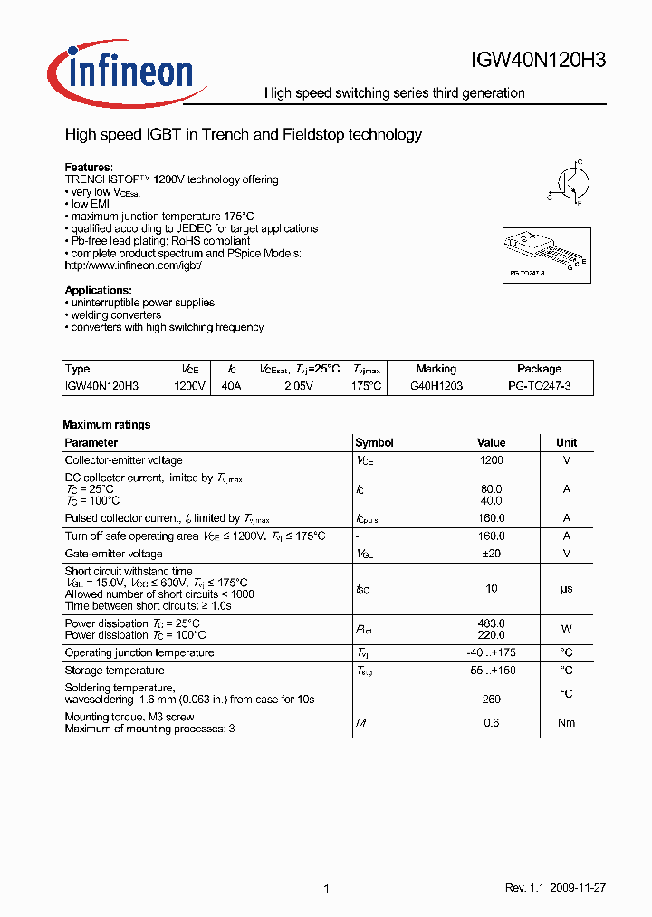 IGW40N120H3_6950571.PDF Datasheet