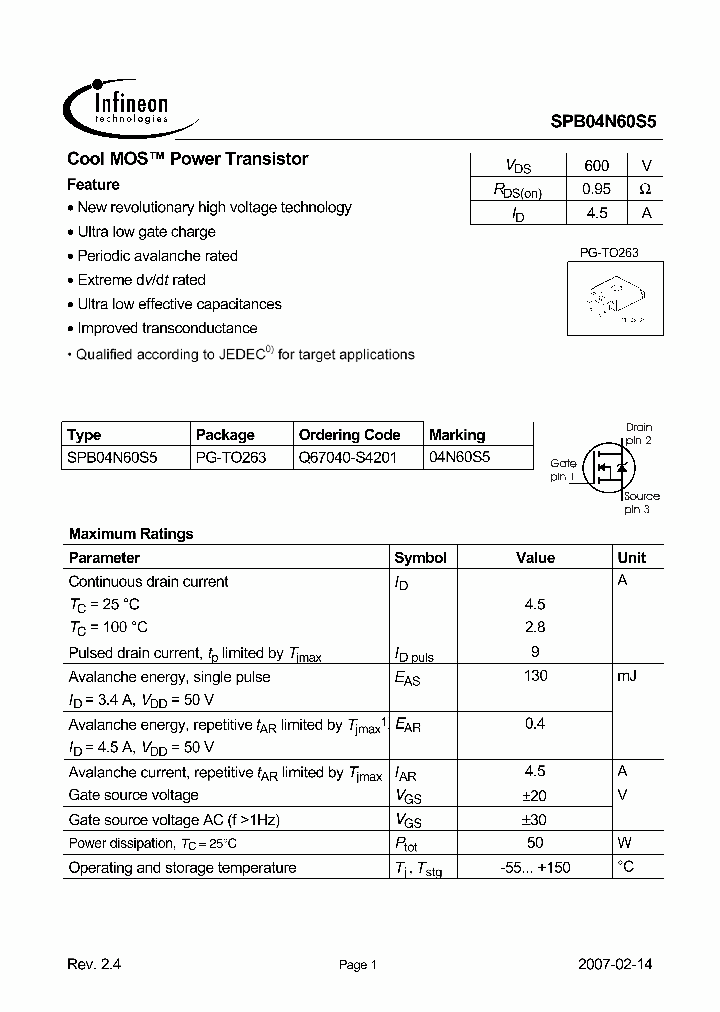 SPB04N60S5_6968442.PDF Datasheet