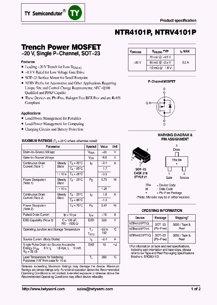 NTRV4101P_7010475.PDF Datasheet