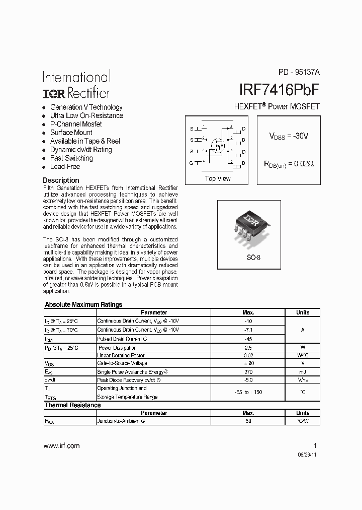 IRF7416TRPBF_7039391.PDF Datasheet