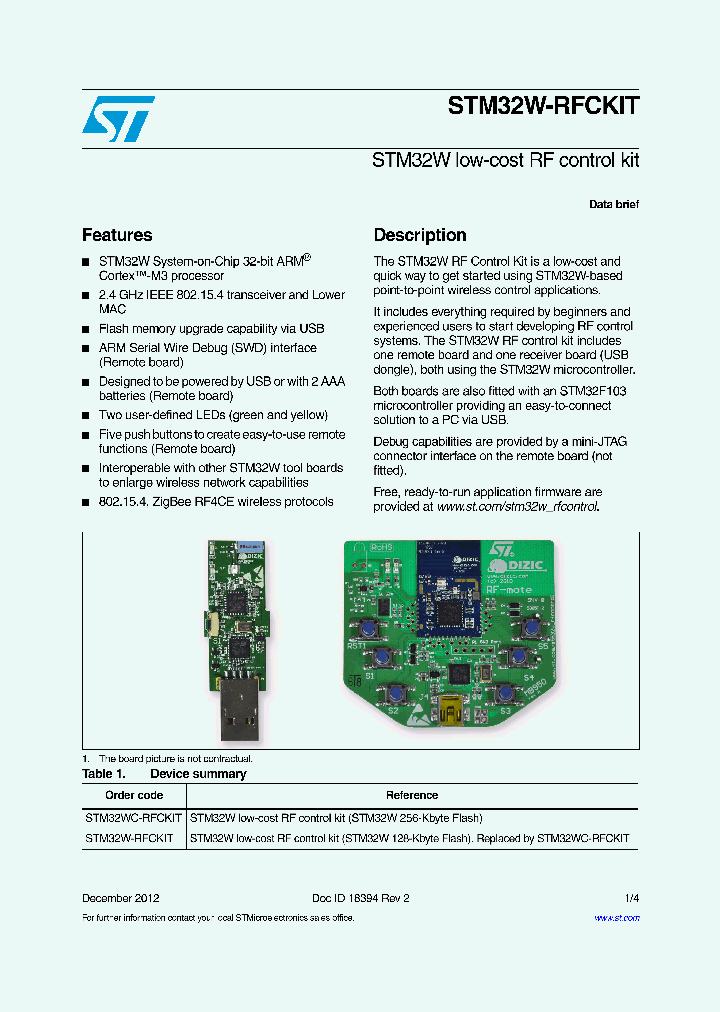 STM32W-RFCKIT13_7106719.PDF Datasheet