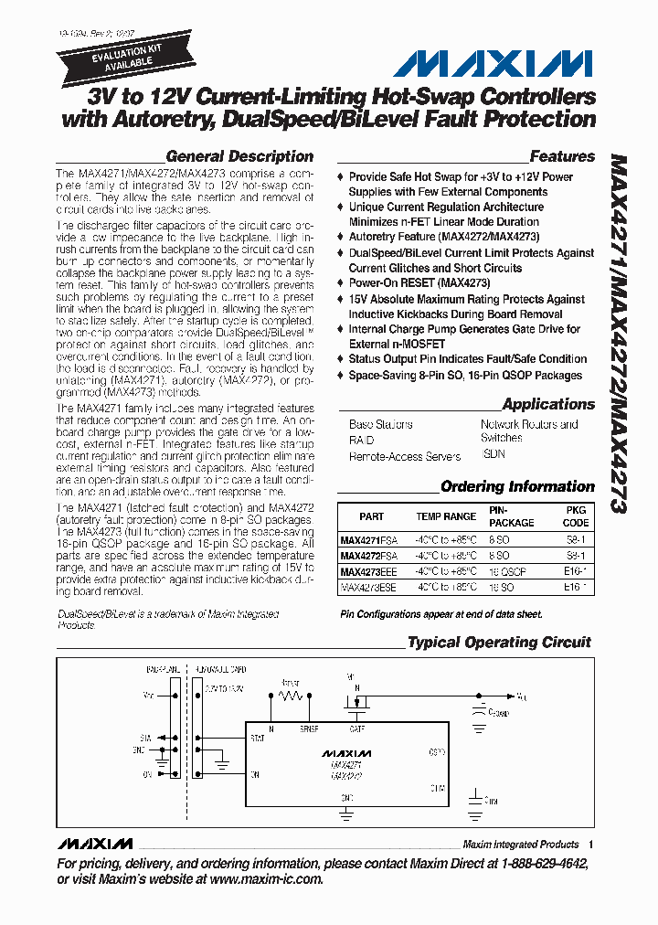 MAX4271ESA_7155834.PDF Datasheet