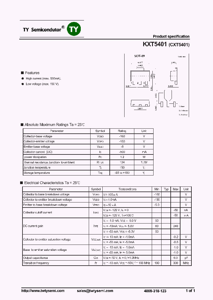 KXT5401CXT5401_7163028.PDF Datasheet