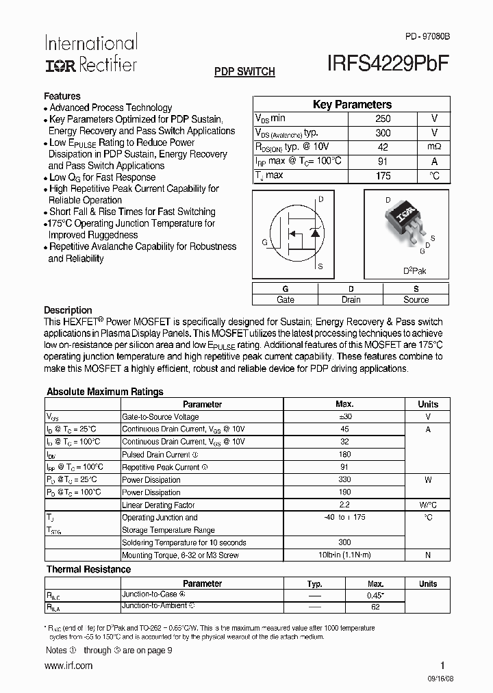 IRFS4229TRRPBF_7227066.PDF Datasheet