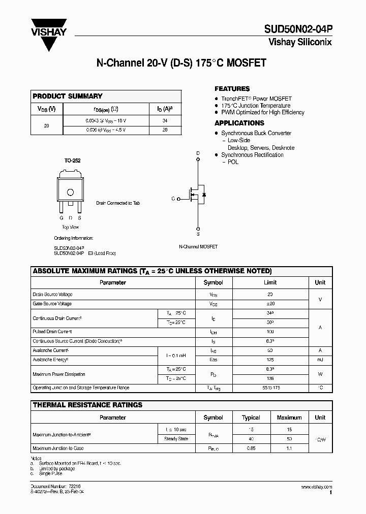 SUD50N02-04P-E3_7233293.PDF Datasheet