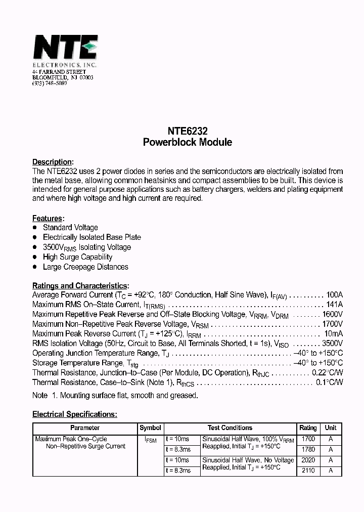 NTE6232_7249519.PDF Datasheet