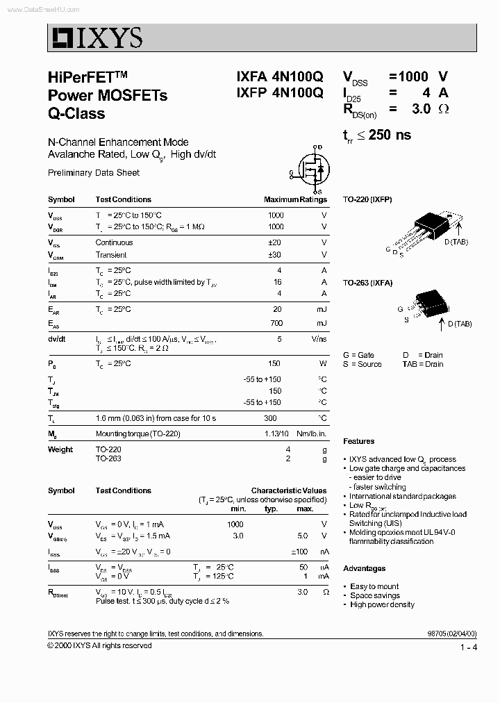 IXFA4N100Q_7249821.PDF Datasheet