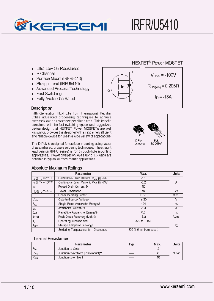 IRFRU5410_7284214.PDF Datasheet