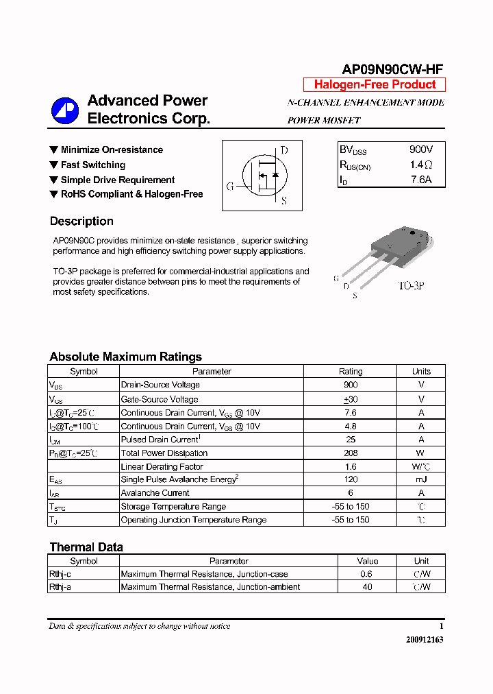 AP09N90CW-HF_7299617.PDF Datasheet