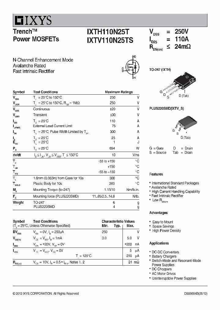 IXTH110N25T_7302956.PDF Datasheet