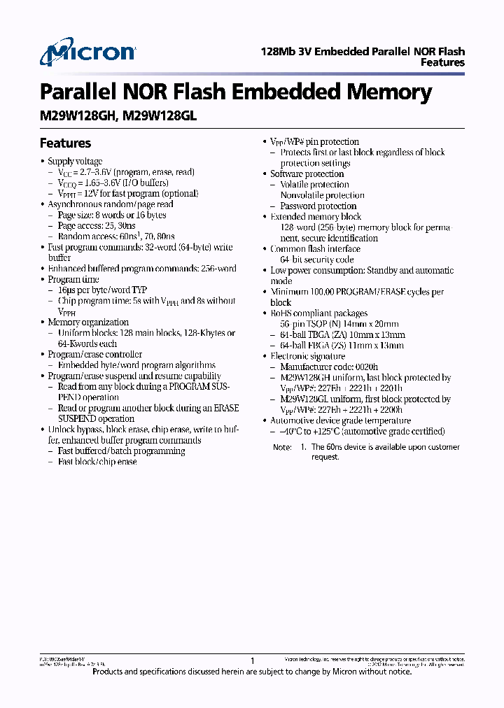 M29W128GL7AN6F_7330643.PDF Datasheet