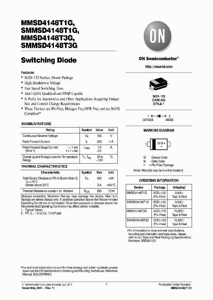 SMMSD4148T1G_7338768.PDF Datasheet