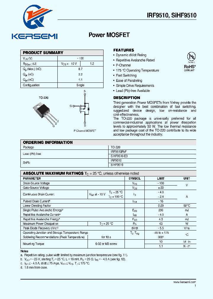 IRF9510_7339996.PDF Datasheet