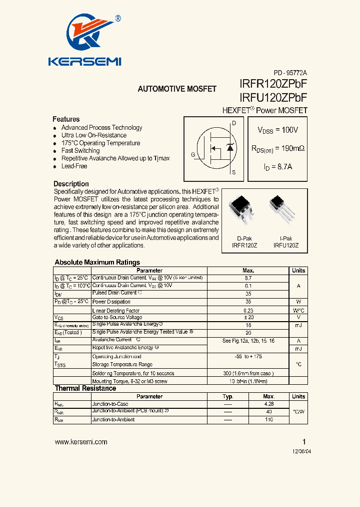 IRFU120ZPBF_7344902.PDF Datasheet