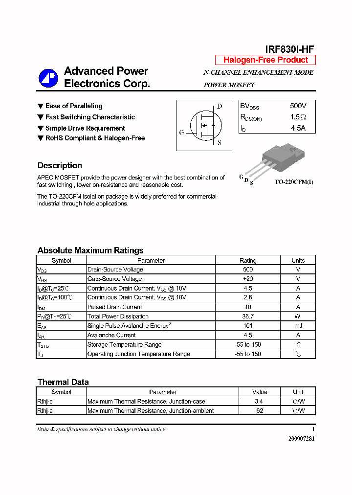 IRF830I-HF_7354806.PDF Datasheet