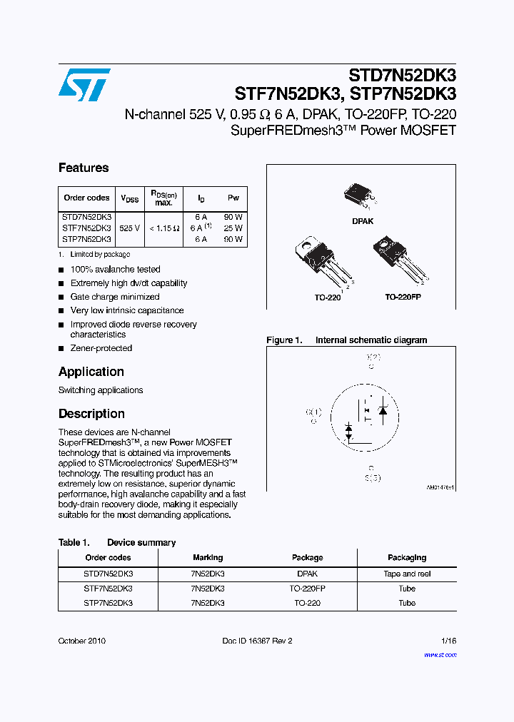 STF7N52DK3_7387518.PDF Datasheet